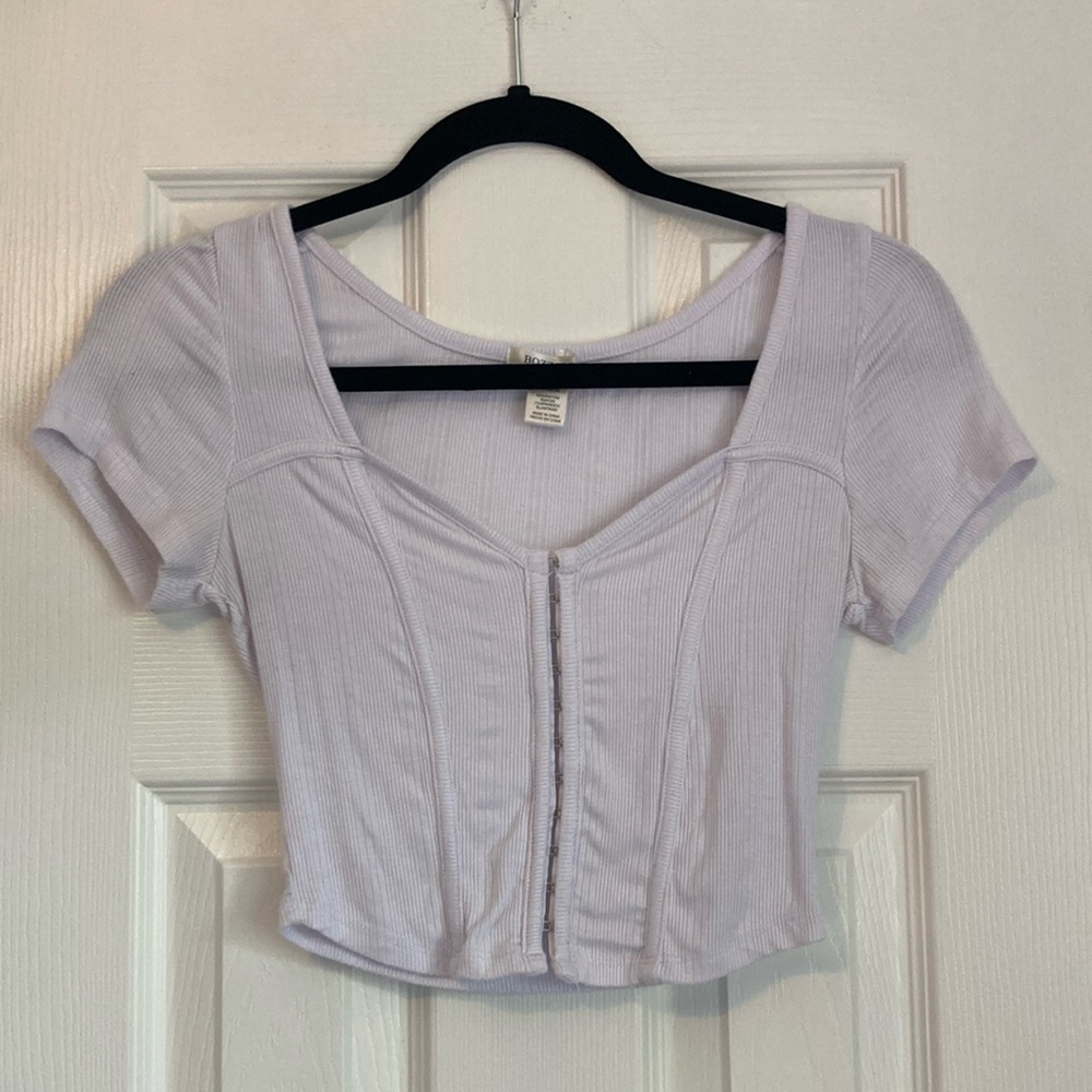 ⚡️3/$10⚡️Bozzolo White Corset Like Fitted Crop Top